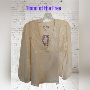 Band Of The Free Cream Popover Top